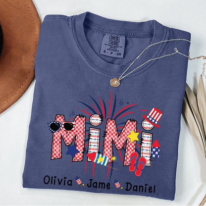 Mimi Patriotic 4th of July Custom Mimi And Grandkids Shirt