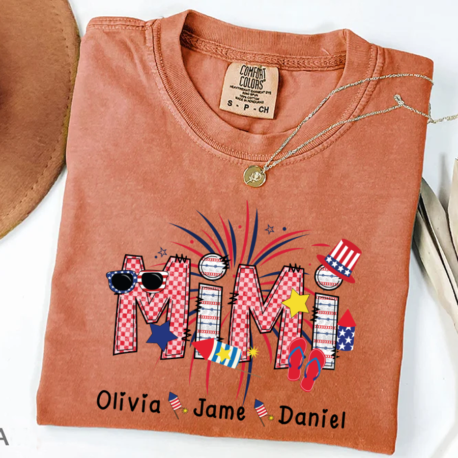 Mimi Patriotic 4th of July Custom Mimi And Grandkids Shirt