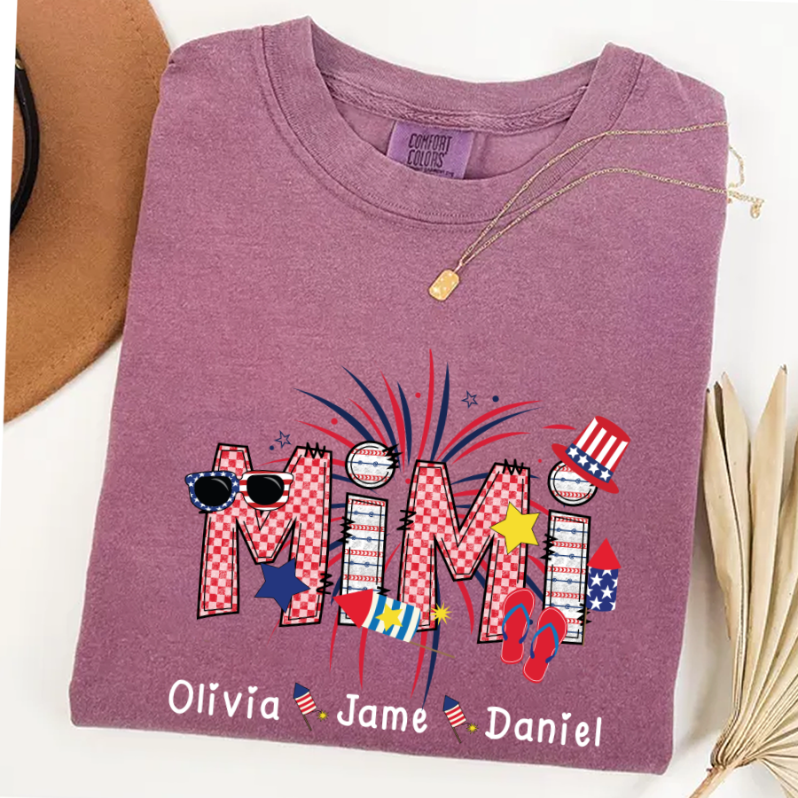 Mimi Patriotic 4th of July Custom Mimi And Grandkids Shirt