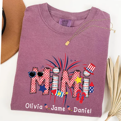 Mimi Patriotic 4th of July Custom Mimi And Grandkids Shirt