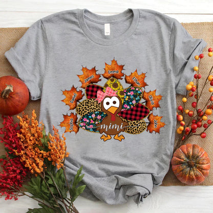 Mimi And Grandkids Thanksgiving Turkey T-Shirt