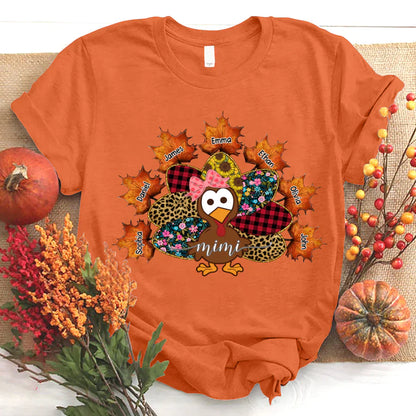 Mimi And Grandkids Thanksgiving Turkey T-Shirt