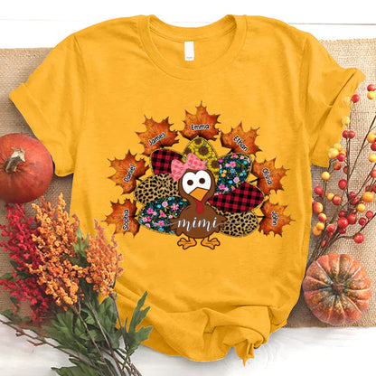 Mimi And Grandkids Thanksgiving Turkey T-Shirt