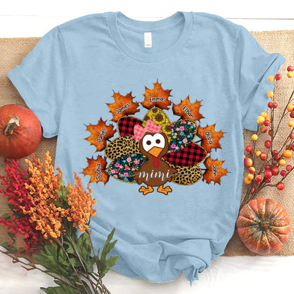 Mimi And Grandkids Thanksgiving Turkey T-Shirt