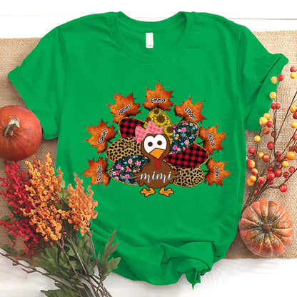 Mimi And Grandkids Thanksgiving Turkey T-Shirt