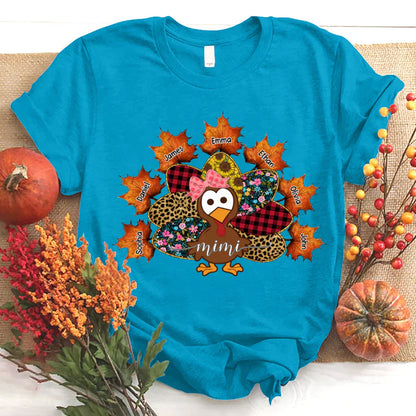 Mimi And Grandkids Thanksgiving Turkey T-Shirt