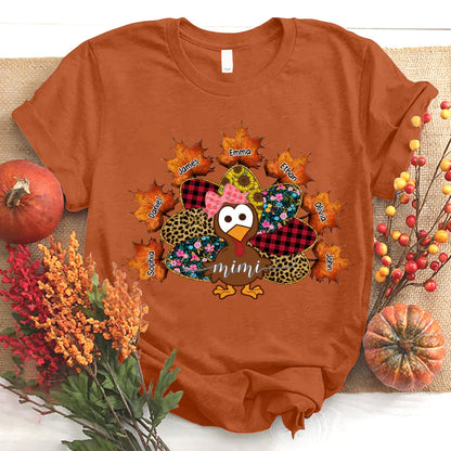 Mimi And Grandkids Thanksgiving Turkey T-Shirt