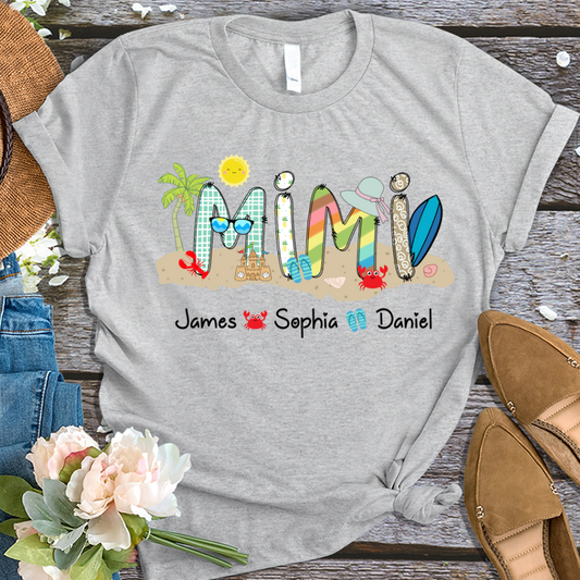 Mimi Beach Summer Shirt With Grandkids TH T-Shirt
