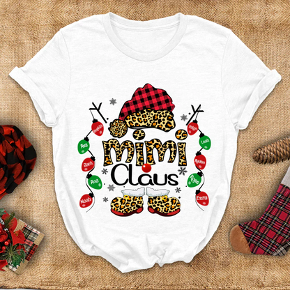 Mimi Claus Leopard Christmas, Lights Shirt