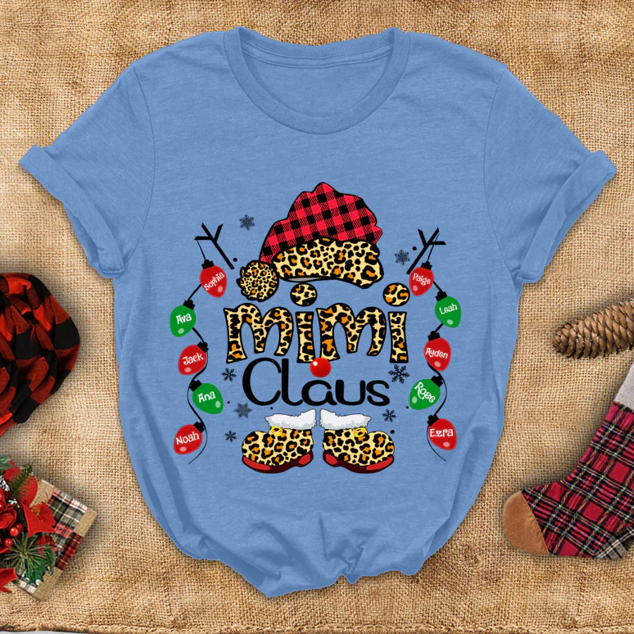Mimi Claus Leopard Christmas, Lights Shirt