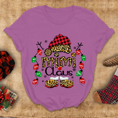 Mimi Claus Leopard Christmas, Lights Shirt