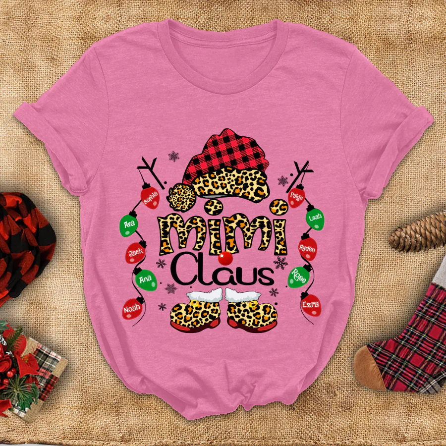 Mimi Claus Leopard Christmas, Lights Shirt