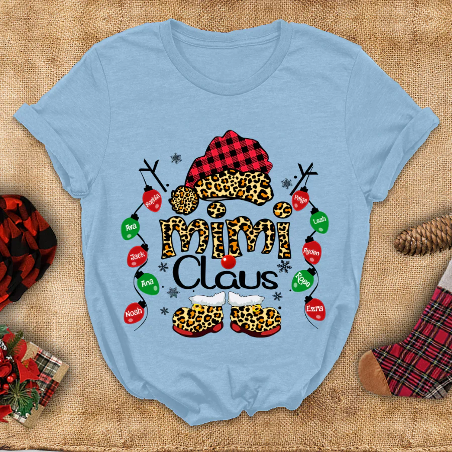 Mimi Claus Leopard Christmas, Lights Shirt