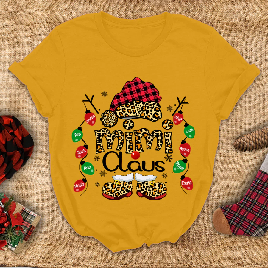 Mimi Claus Leopard Christmas, Lights Shirt