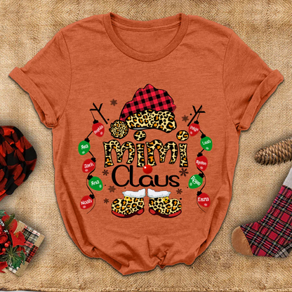 Mimi Claus Leopard Christmas, Lights Shirt