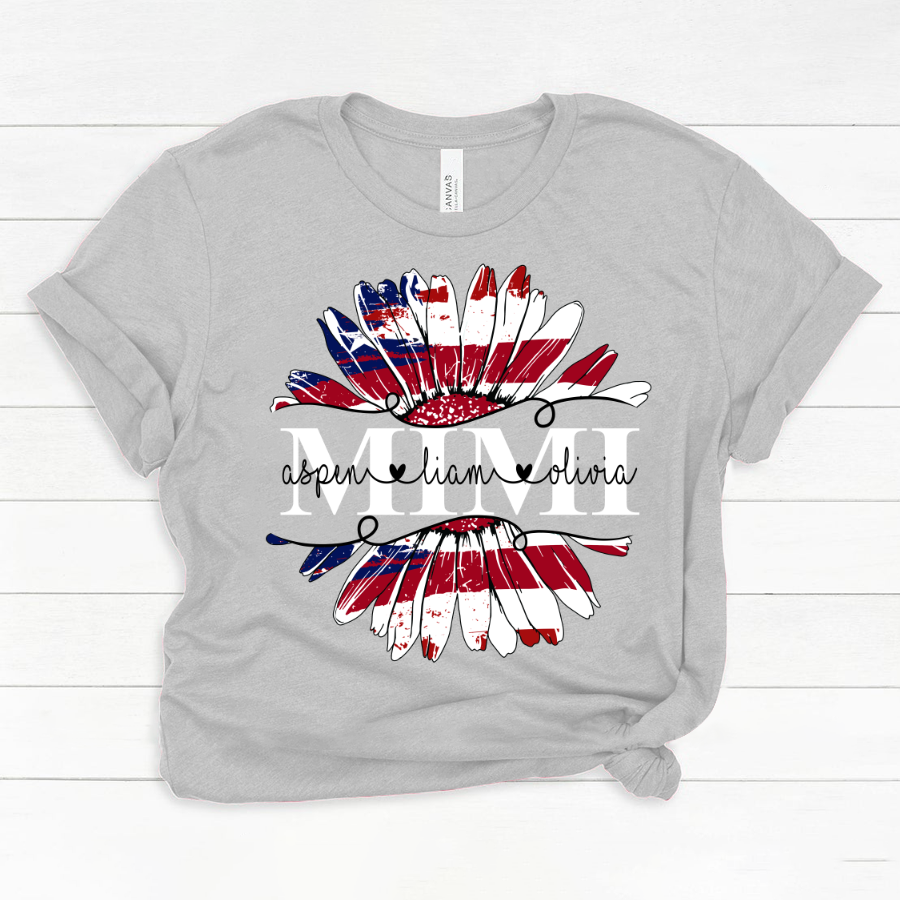 Mimi Flower Daisy Flag Custom Names And Grandkids 4th of july Classic Canvas
