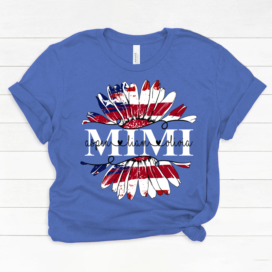Mimi Flower Daisy Flag Custom Names And Grandkids 4th of july Classic Canvas