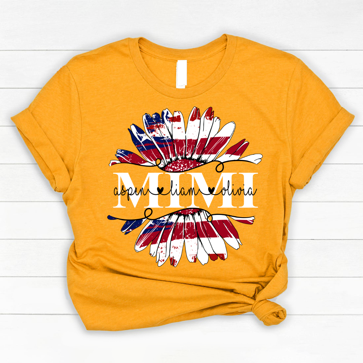 Mimi Flower Daisy Flag Custom Names And Grandkids 4th of july Classic Canvas