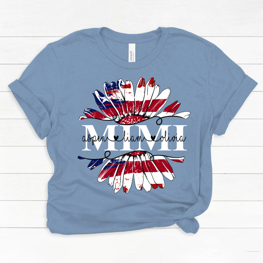 Mimi Flower Daisy Flag Custom Names And Grandkids 4th of july Classic Canvas