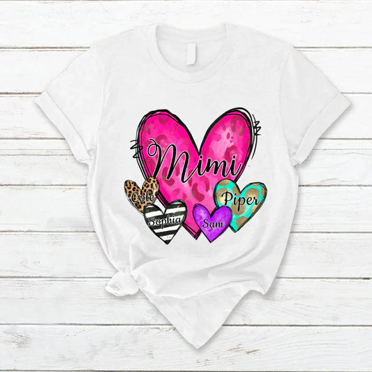 Mimi Hearts With Grandkids Leopard T-Shirt