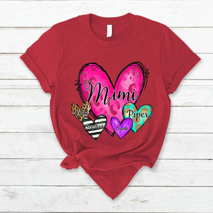 Mimi Hearts With Grandkids Leopard T-Shirt