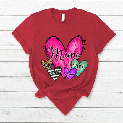 Mimi Hearts With Grandkids Leopard T-Shirt