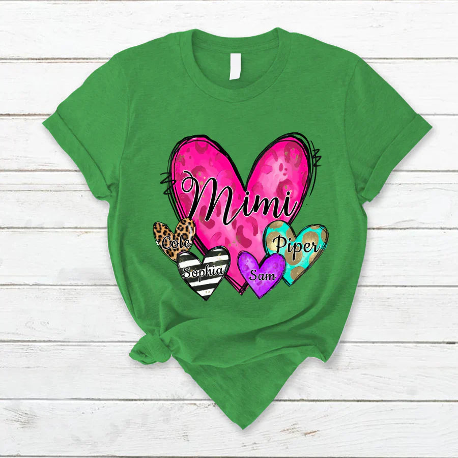Mimi Hearts With Grandkids Leopard T-Shirt