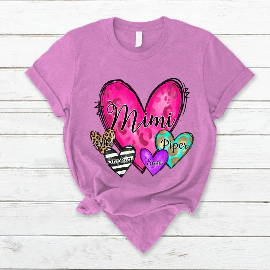 Mimi Hearts With Grandkids Leopard T-Shirt