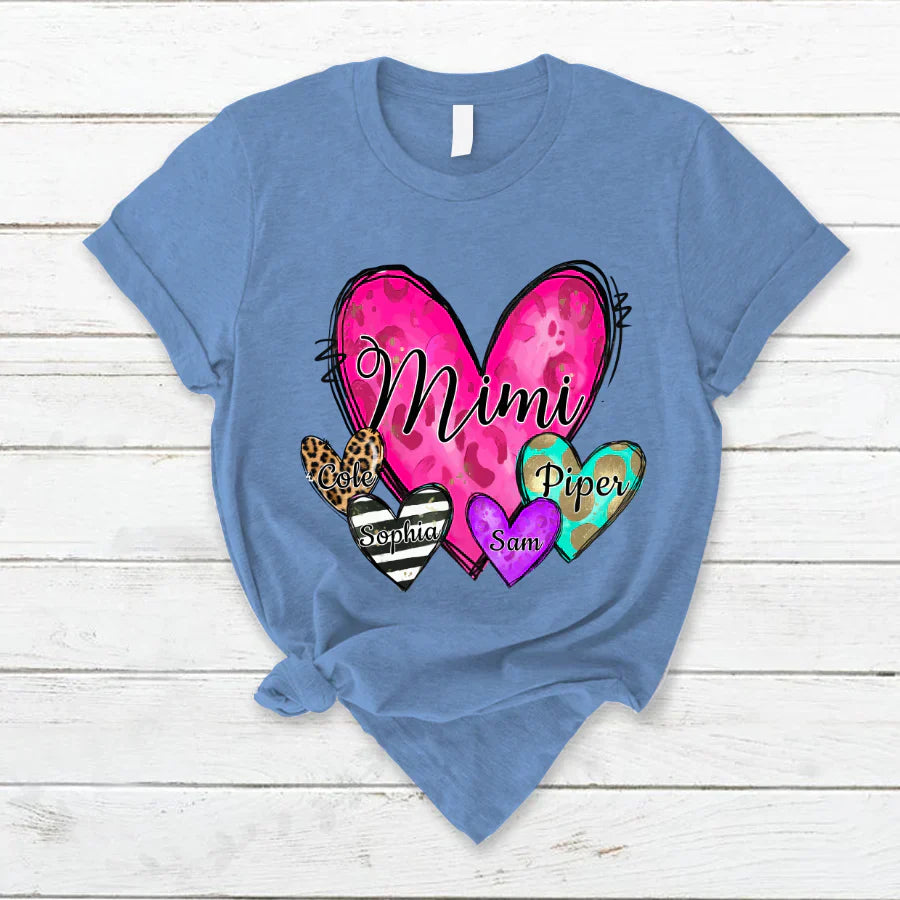 Mimi Hearts With Grandkids Leopard T-Shirt