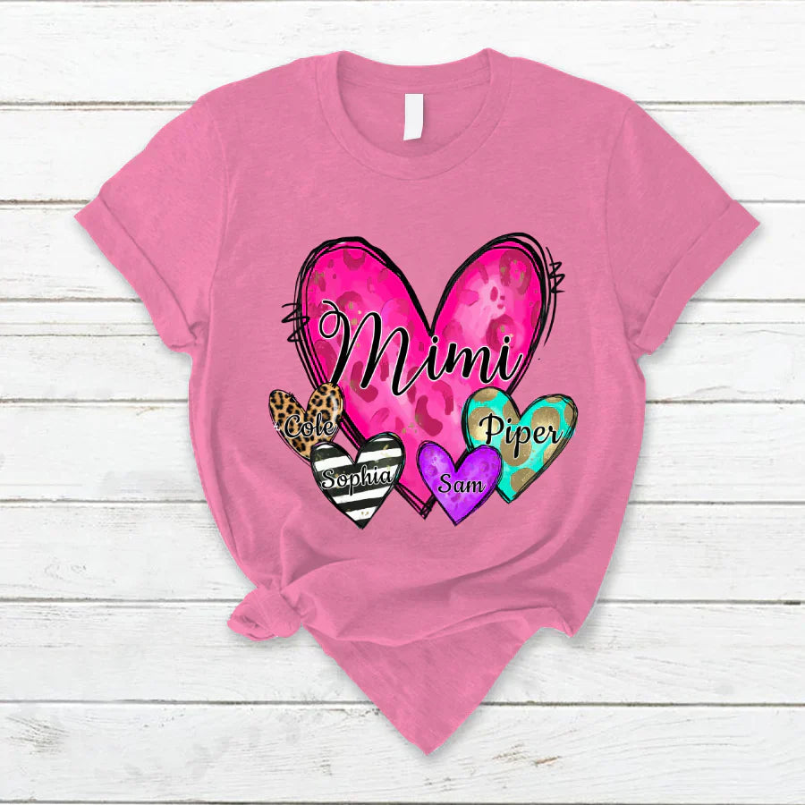 Mimi Hearts With Grandkids Leopard T-Shirt