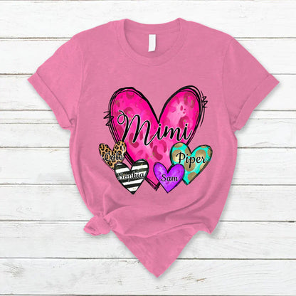 Mimi Hearts With Grandkids Leopard T-Shirt