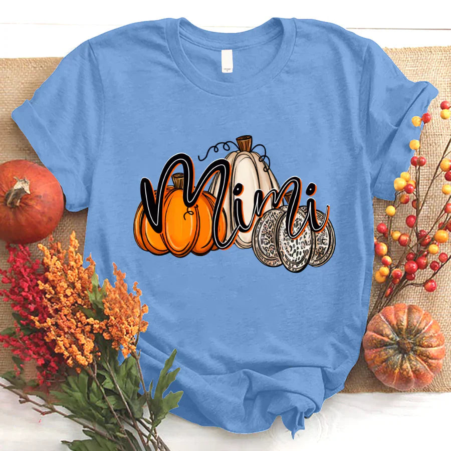 Mimi Pumpkin Leopard Autumn T-Shirt