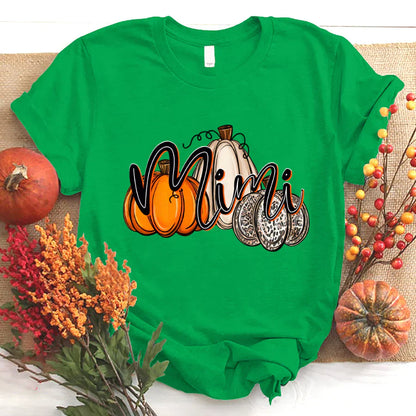Mimi Pumpkin Leopard Autumn T-Shirt