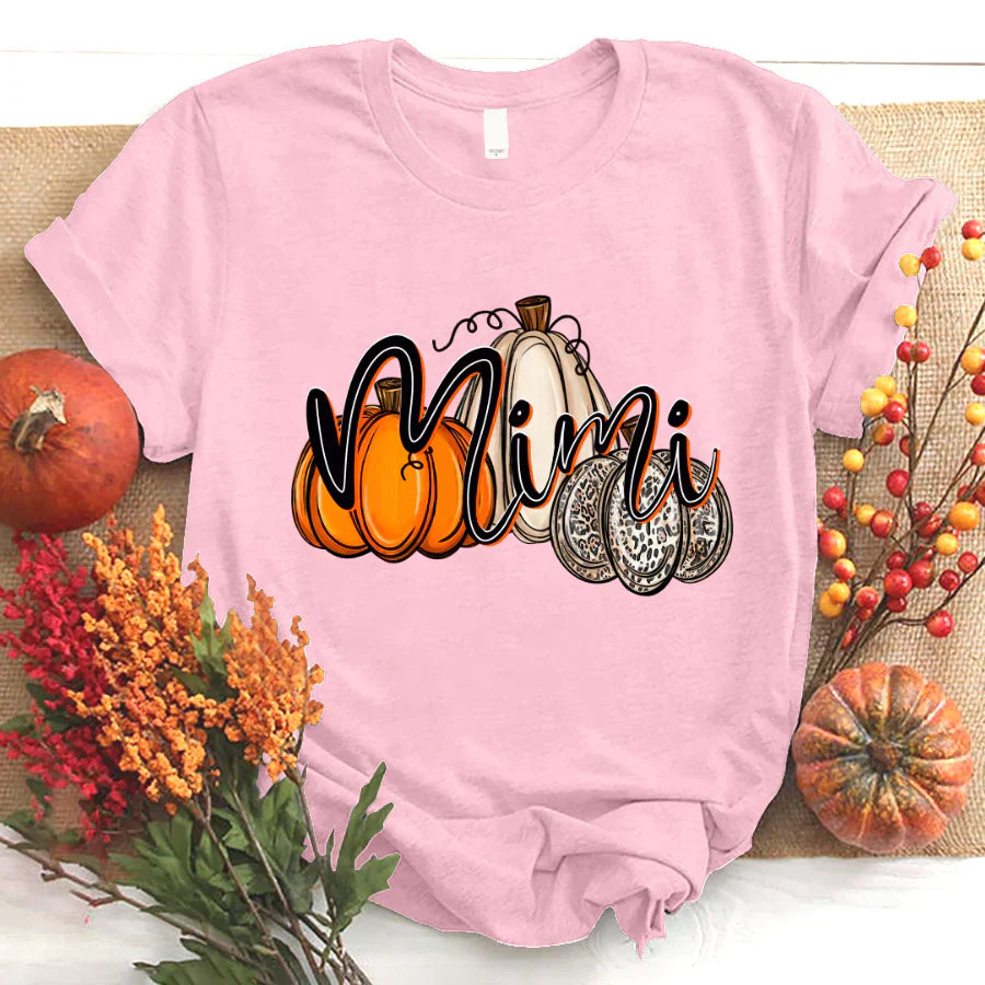 Mimi Pumpkin Leopard Autumn T-Shirt