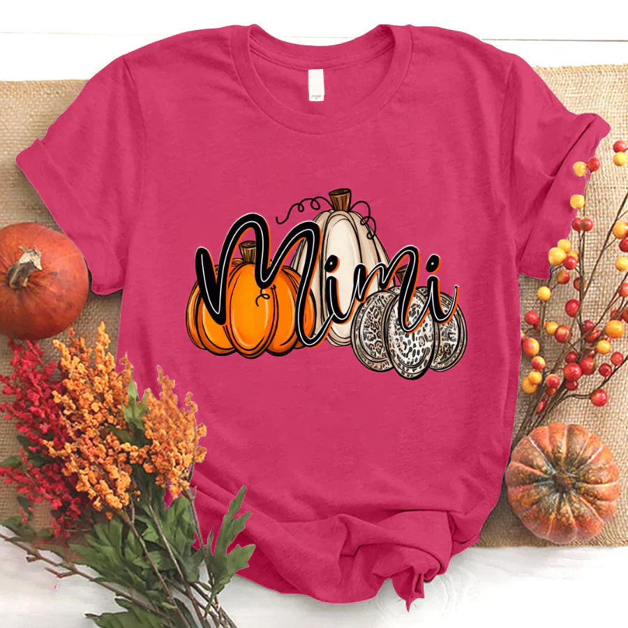 Mimi Pumpkin Leopard Autumn T-Shirt