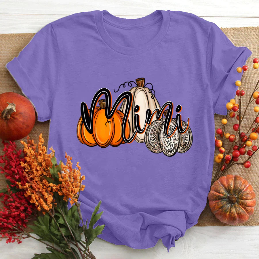 Mimi Pumpkin Leopard Autumn T-Shirt