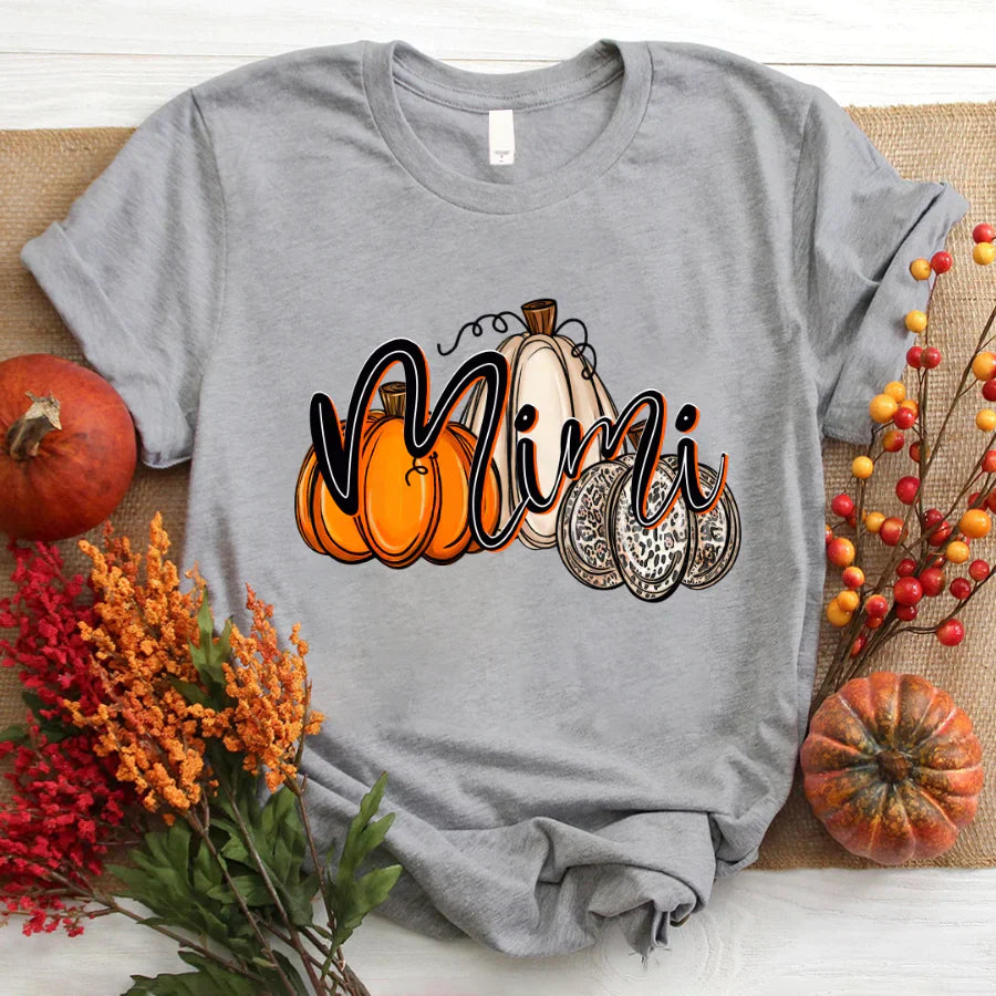 Mimi Pumpkins Leopard Autumn T-Shirt