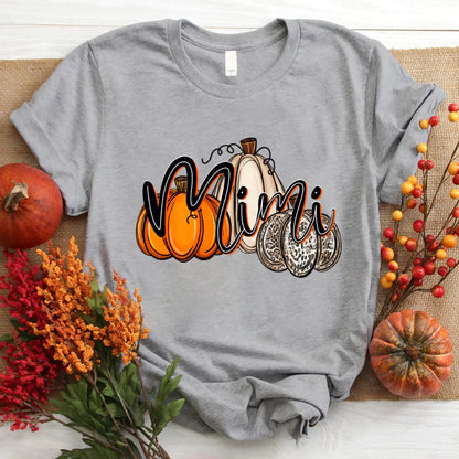 Mimi Pumpkins Leopard Autumn T-Shirt