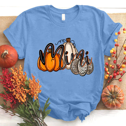 Mimi Pumpkins Leopard Autumn T-Shirt