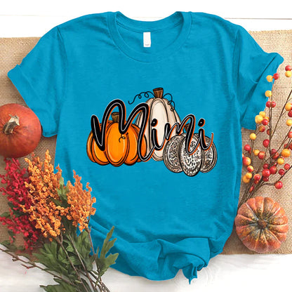 Mimi Pumpkins Leopard Autumn T-Shirt