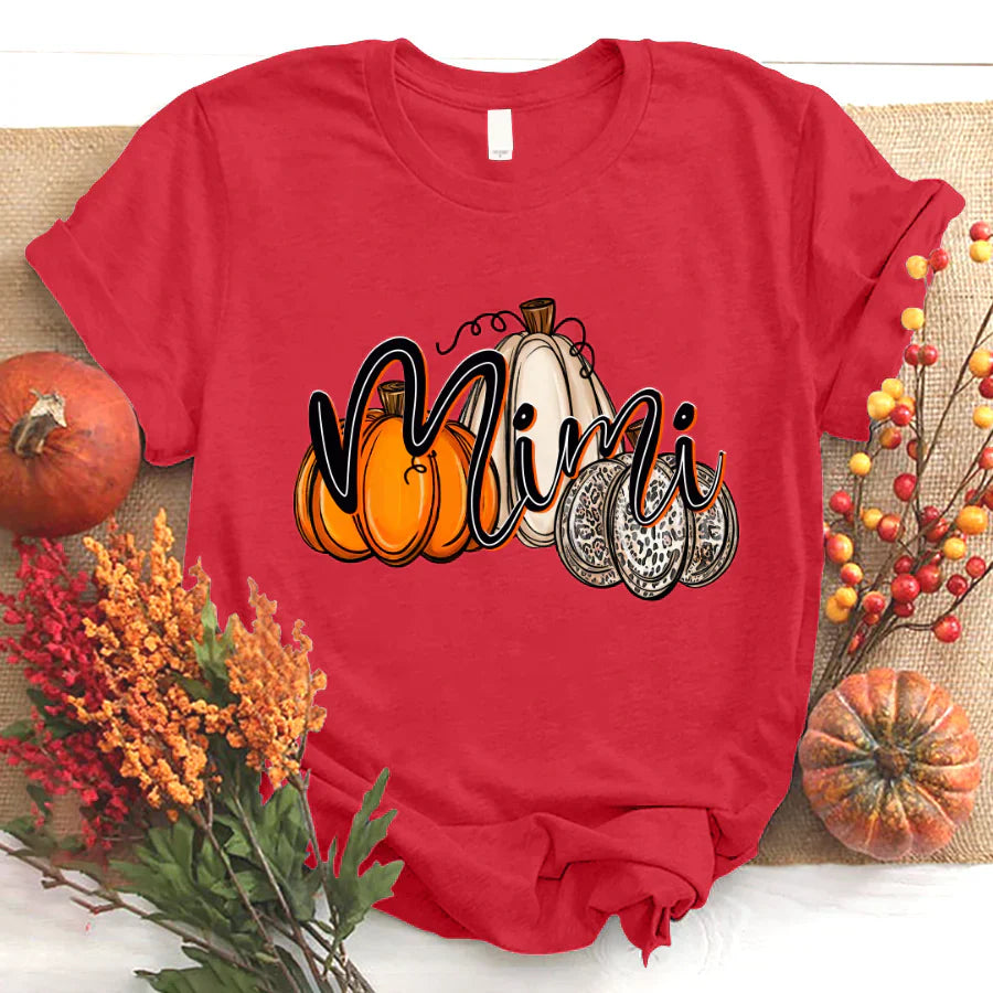 Mimi Pumpkins Leopard Autumn T-Shirt