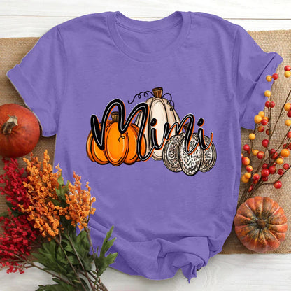 Mimi Pumpkins Leopard Autumn T-Shirt