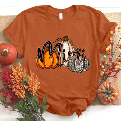 Mimi Pumpkins Leopard Autumn T-Shirt