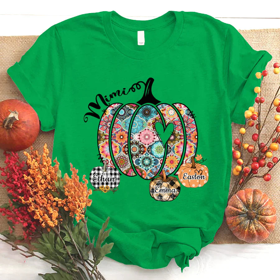 Mimi Pumpkins With Grandkids Flower T-Shirt