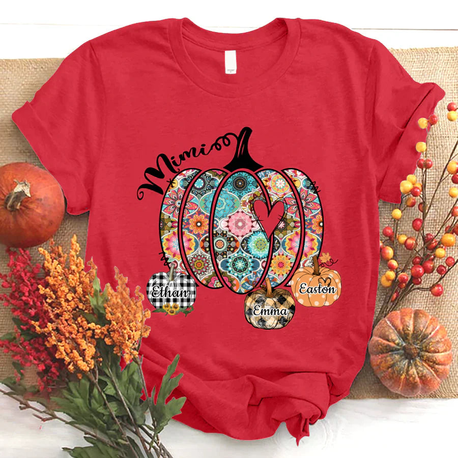 Mimi Pumpkins With Grandkids Flower T-Shirt