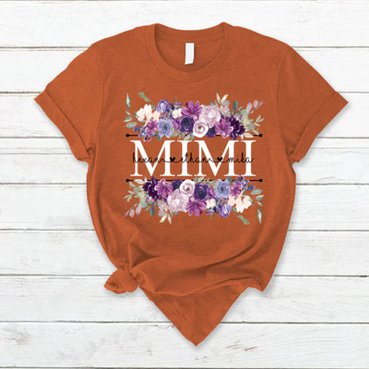 Mimi Purple Flower And Grandkids T-Shirt
