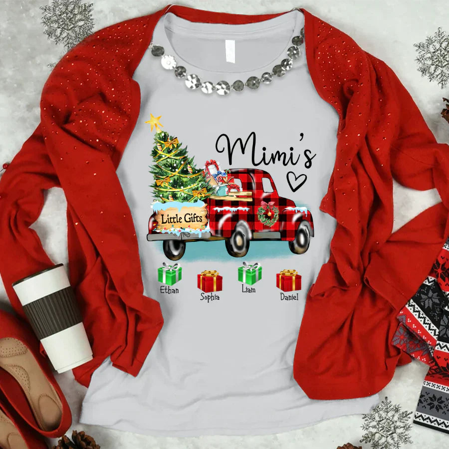 Mimi's Little Gifts With Grandkids Truck Christmas T-Shirt