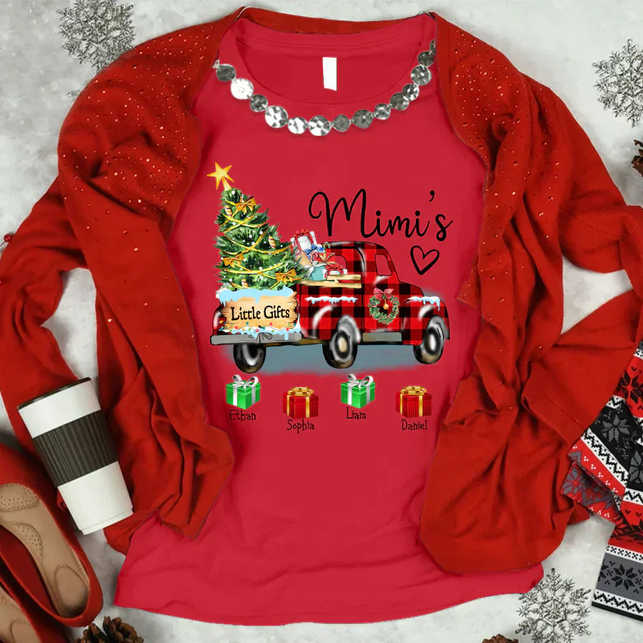 Mimi's Little Gifts With Grandkids Truck Christmas T-Shirt