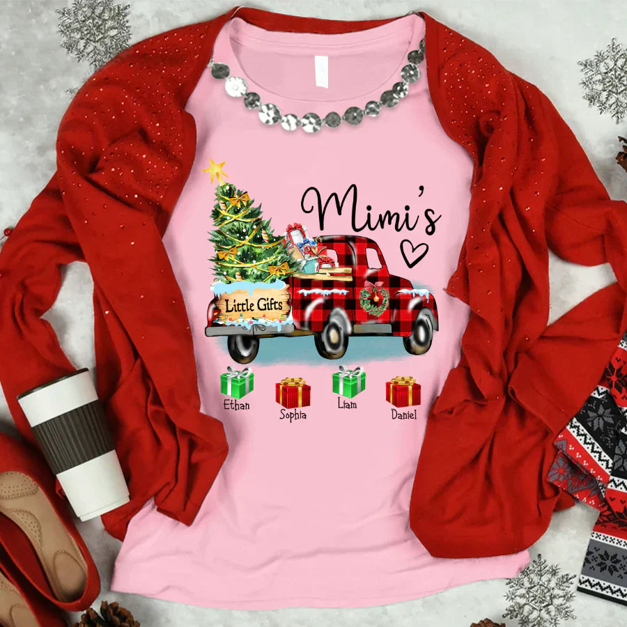 Mimi's Little Gifts With Grandkids Truck Christmas T-Shirt