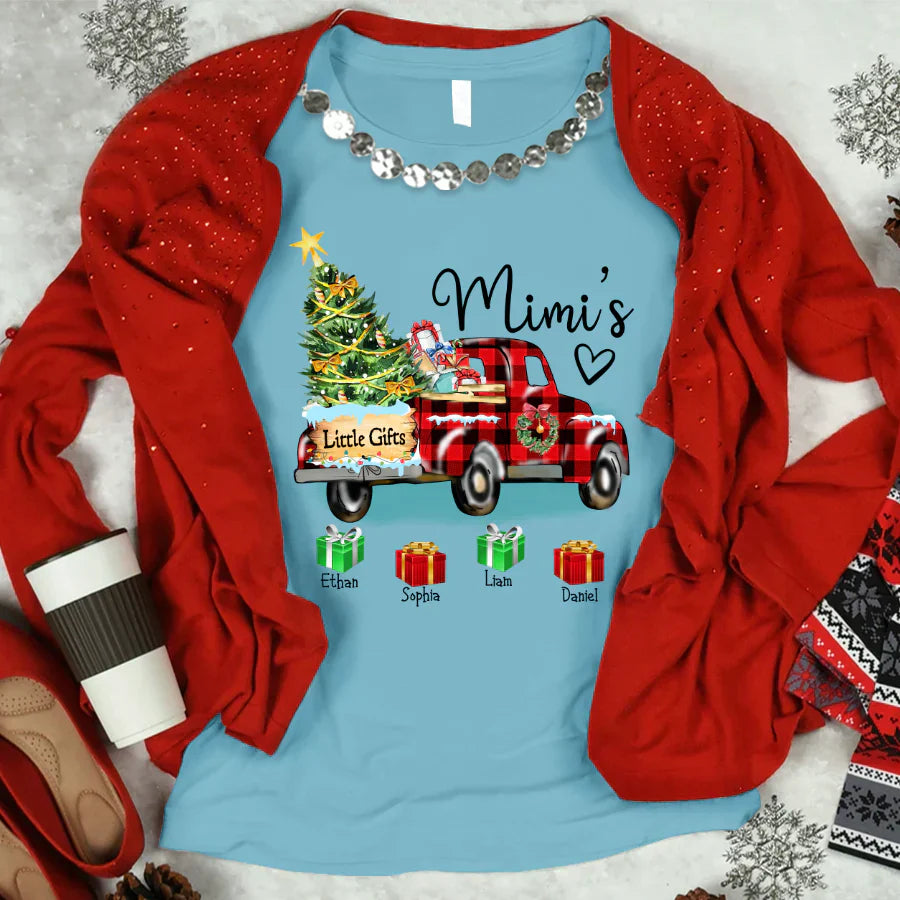 Mimi's Little Gifts With Grandkids Truck Christmas T-Shirt